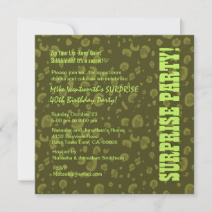 SURPRISE 40th Birthday Green Camo Confetti Kaart