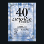 Surprise 40th Birthday Invitation Blue Glitter Kaart<br><div class="desc">Verrassend 40th Birthday Uitnodiging met de Blauwe Lichten van het Koord met de Blauwe Achtergrond van Glitter. Blauwe verjaardag. Volwassen verjaardag. Mannen of vrouwen uitgenodigd. 13e 15e 16e 18e 21e 30e 40e 50e 60e 70e 90e 100e, elke leeftijd. Voor verdere aanpassing, te klikken gelieve de knoop "van de Aanpassing het"en...</div>