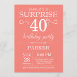 Surprise 40th Birthday Invitation Coral Kaart<br><div class="desc">Verrassend 40e verjaardag Uitnodiging met Koraalachtergrond. Volwassen verjaardag. Mannen of vrouwen uitgenodigd. 13e 15e 16e 18e 21e 30e 40e 50e 60e 70e 90e 100e,  elke leeftijd. Voor verdere aanpassing,  te klikken gelieve de knoop "van de Aanpassing het"en ons ontwerphulpmiddel te gebruiken om deze sjabloon te wijzigen.</div>