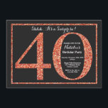 Surprise 40th Birthday Invitation Oranje Glitter Kaart<br><div class="desc">Verrassing 40e verjaardag uitnodiging. Zwarte en Oranje Glitter Verjaardagsfeest Uitnodigen met Krijtbord Achtergrond. Verrassingsverjaardag. Verjaardag voor volwassenen. Mannen of Vrouwen Bday Bash Party. Voor verdere aanpassing klikt u op de knop "Aanpassen" en gebruikt u onze ontwerptool om deze sjabloon te wijzigen.</div>