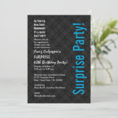 SURPRISE 40th Birthday Modern Black Blue Z521 Kaart (Staand voorkant)