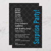 SURPRISE 40th Birthday Modern Black Blue Z521 Kaart (Voorkant / Achterkant)