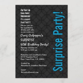 SURPRISE 40th Birthday Modern Black Blue Z521 Kaart