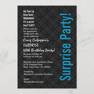 SURPRISE 40th Birthday Modern Black Blue Z521 Kaart
