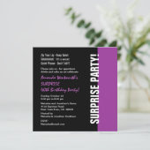 SURPRISE 40th Birthday Modern Black Paars W1466 Kaart (Staand voorkant)