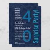 SURPRISE 40th Birthday Modern Blue Z523 Kaart (Voorkant / Achterkant)