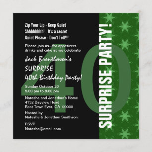 SURPRISE 40th Birthday Modern Green Stars G320 Kaart