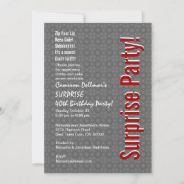 SURPRISE 40th Birthday Modern Grey and Red H431 Kaart