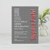 SURPRISE 40th Birthday Modern Grey and Red H431 Kaart (Staand voorkant)