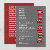 SURPRISE 40th Birthday Modern Grey and Red H431 Kaart (Voorkant / Achterkant)