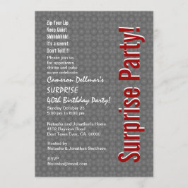 SURPRISE 40th Birthday Modern Grey and Red H431 Kaart