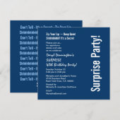 SURPRISE 40th Birthday Modern Navy Blue D459 Kaart (Voorkant / Achterkant)