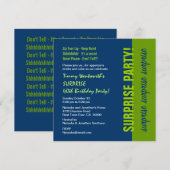 SURPRISE 40th Birthday Modern Navy Blue en Limoen Kaart (Voorkant / Achterkant)