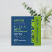 SURPRISE 40th Birthday Modern Navy Blue en Limoen Kaart (Staand voorkant)