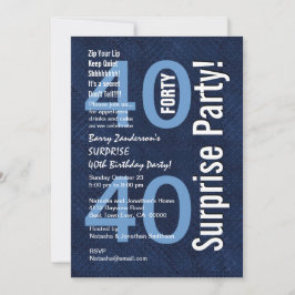 SURPRISE 40th Birthday Modern Royal Blue R602 Kaart