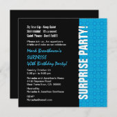 SURPRISE 40th Birthday Modern Turquoise Blue W1435 Kaart (Voorkant / Achterkant)