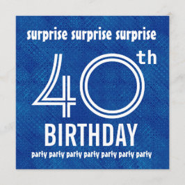 SURPRISE 40th Birthday Party Blue White H421 Kaart