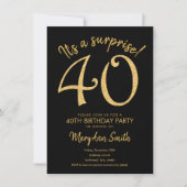 Surprise 40th Birthday Party Invitation Kaart (Voorkant)