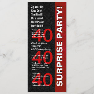SURPRISE 40th Birthday Party Modern Black Red V05 Kaart