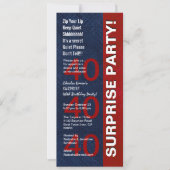 SURPRISE 40th Birthday Party Modern Blue V01 Kaart (Voorkant)