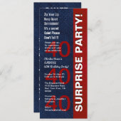 SURPRISE 40th Birthday Party Modern Blue V01 Kaart (Voorkant / Achterkant)