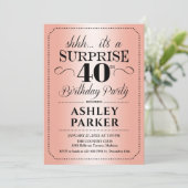 Surprise 40th Birthday Party - Roos Gold Kaart (Staand voorkant)