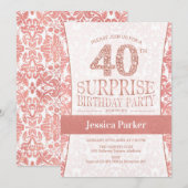 Surprise 40th Birthday Party - Roos Gold Wit Kaart (Voorkant / Achterkant)