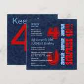 SURPRISE 40th Birthday Red White Blue W604 Kaart (Voorkant / Achterkant)