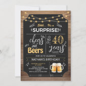 Surprise 40th Birthday Rustic Chalkboard Kaart (Voorkant)