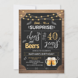 Surprise 40th Birthday Rustic Chalkboard Kaart