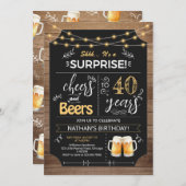 Surprise 40th Birthday Rustic Chalkboard Kaart (Voorkant / Achterkant)