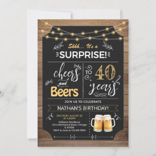 Surprise 40th Birthday Rustic Chalkboard Kaart