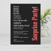 SURPRISE 40th Birthday Trendy Black White Red Kaart (Staand voorkant)