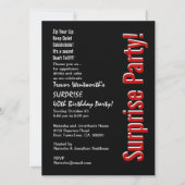 SURPRISE 40th Birthday Trendy Black White Red Kaart (Voorkant)