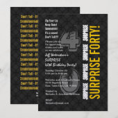 SURPRISE 40th Modern Birthday Black en Gold V001 Kaart (Voorkant / Achterkant)