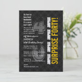 SURPRISE 40th Modern Birthday Black en Gold V001 Kaart (Staand voorkant)