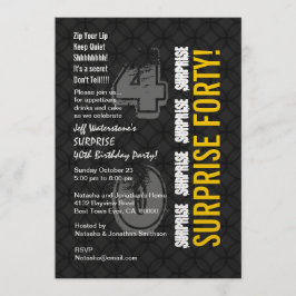 SURPRISE 40th Modern Birthday Black en Gold V001 Kaart
