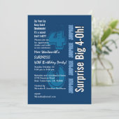 SURPRISE 40th Modern Birthday Blue and White Kaart (Staand voorkant)