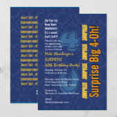 SURPRISE 40th Modern Birthday Blue en Gold R431 Kaart (Voorkant / Achterkant)