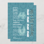 SURPRISE 40th Modern Birthday Blue en White V15 Kaart (Voorkant / Achterkant)