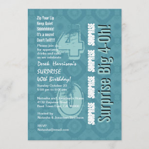 SURPRISE 40th Modern Birthday Blue en White V15 Kaart