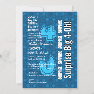 SURPRISE 40th Modern Birthday Blue en White V26 Kaart