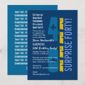 SURPRISE 40th Modern Birthday Blue Gold Sjabloon Kaart (Voorkant / Achterkant)