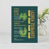 SURPRISE 40th Modern Birthday Green and Gold Kaart (Staand voorkant)