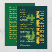 SURPRISE 40th Modern Birthday Green and Gold Kaart (Voorkant / Achterkant)