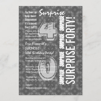 SURPRISE 40th Modern Birthday Grey and White G303 Kaart