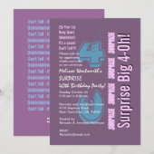 SURPRISE 40th Modern Birthday Paars Kaart (Voorkant / Achterkant)