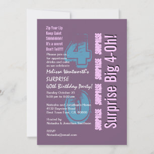 SURPRISE 40th Modern Birthday Paars Kaart