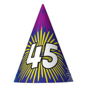 Surprise 45th Birthday party paper cone hats Feesthoedjes (Voorkant)