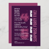 SURPRISE 45th Modern Birthday Paars and Pink Kaart (Voorkant / Achterkant)